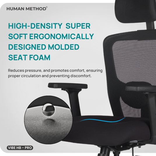 HUMAN METHOD VIBE PRO ERGONOMIC HIGH BACK REVOLVING OFFICE CHAIR - BLACK