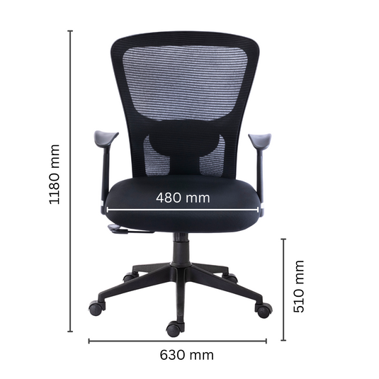 HUMAN METHOD VIBE ELITE ERGONOMIC MID BACK REVOLVING OFFICE CHAIR - BLACK