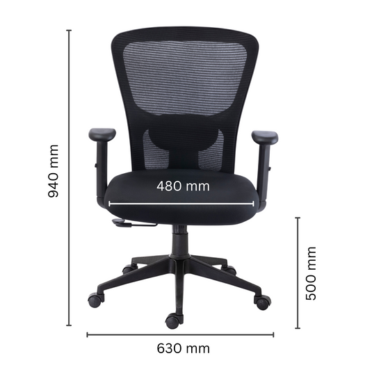 HUMAN METHOD VIBE PLUS ERGONOMIC MID BACK REVOLVING OFFICE CHAIR - BLACK