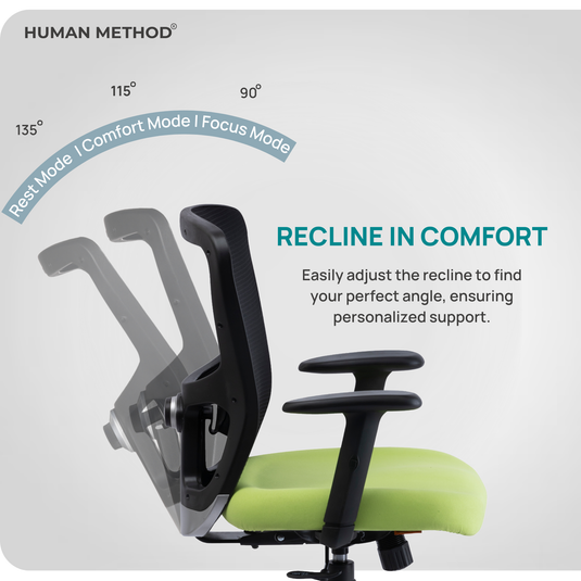 HUMAN METHOD VIBE PRO ERGONOMIC MID BACK REVOLVING OFFICE CHAIR - GREEN