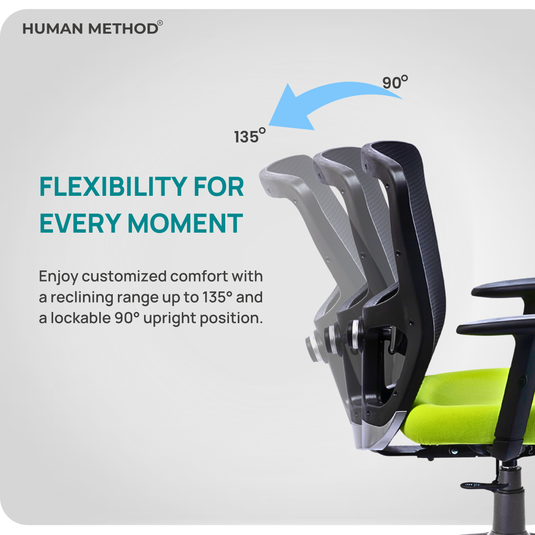 HUMAN METHOD VIBE PLUS ERGONOMIC MID BACK REVOLVING OFFICE CHAIR - GREEN