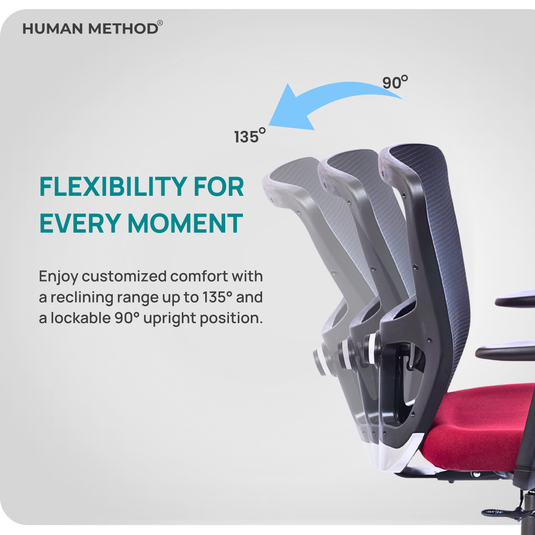 HUMAN METHOD VIBE PLUS ERGONOMIC MID BACK REVOLVING OFFICE CHAIR - MAROON