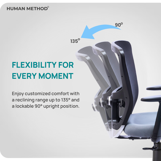 HUMAN METHOD VIBE PLUS ERGONOMIC MID BACK REVOLVING OFFICE CHAIR - GREY