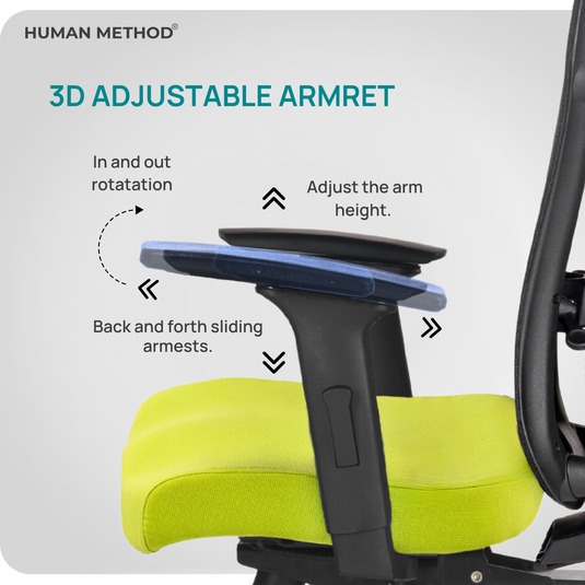 HUMAN METHOD TASK (PREMIUM) MID BACK REVOLVING CHAIR - BLACK - GREEN