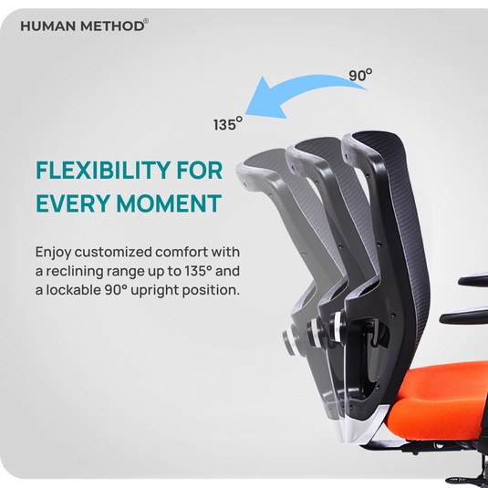 HUMAN METHOD VIBE PLUS ERGONOMIC MID BACK REVOLVING OFFICE CHAIR - ORANGE