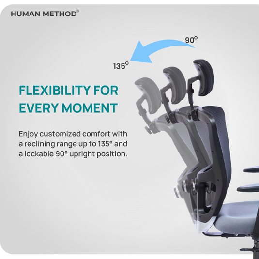 HUMAN METHOD VIBE PLUS ERGONOMIC HIGH BACK REVOLVING OFFICE CHAIR - GREY