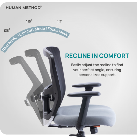 HUMAN METHOD VIBE PRO ERGONOMIC MID BACK REVOLVING OFFICE CHAIR - GREY