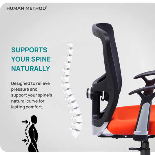 HUMAN METHOD VIBE ELITE ERGONOMIC MID BACK REVOLVING OFFICE CHAIR - ORANGE