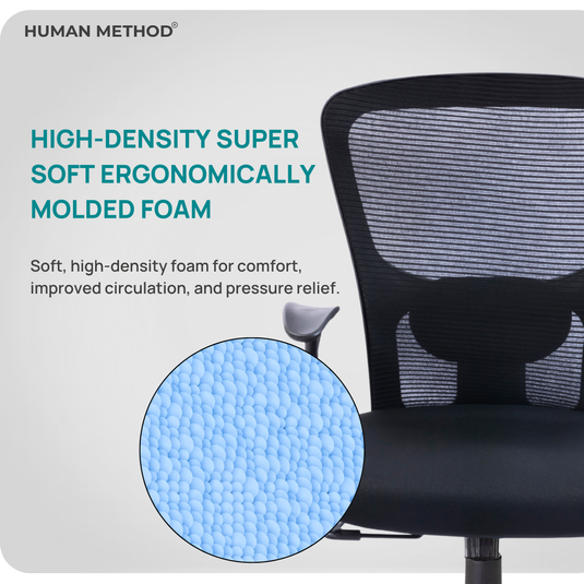 HUMAN METHOD VIBE ELITE ERGONOMIC MID BACK REVOLVING OFFICE CHAIR - BLACK