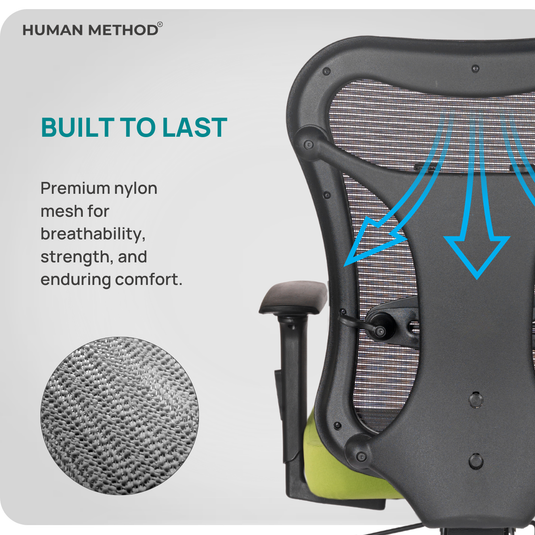 HUMAN METHOD TASK (PREMIUM) MID BACK REVOLVING CHAIR - BLACK - GREEN
