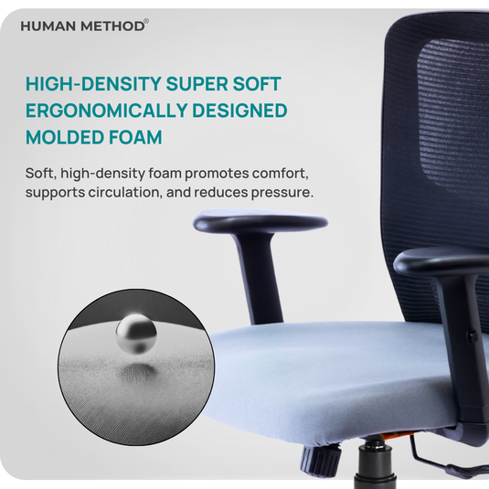 HUMAN METHOD VIBE PLUS ERGONOMIC MID BACK REVOLVING OFFICE CHAIR - GREY