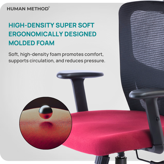 HUMAN METHOD VIBE PLUS ERGONOMIC MID BACK REVOLVING OFFICE CHAIR - MAROON