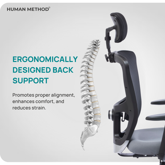 HUMAN METHOD VIBE PRO ERGONOMIC HIGH BACK REVOLVING OFFICE CHAIR - GREY