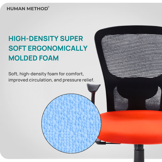 HUMAN METHOD VIBE ELITE ERGONOMIC MID BACK REVOLVING OFFICE CHAIR - ORANGE