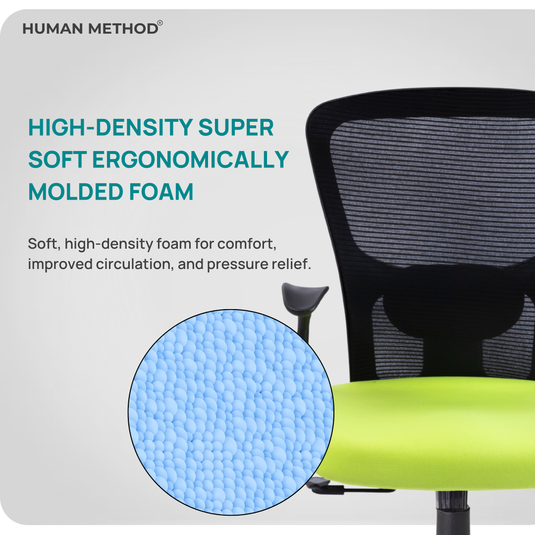 HUMAN METHOD VIBE ELITE ERGONOMIC MID BACK REVOLVING OFFICE CHAIR - GREEN