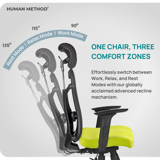HUMAN METHOD TASK HIGH BACK REVOLVING CHAIR - GREEN
