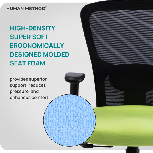 HUMAN METHOD VIBE PRO ERGONOMIC MID BACK REVOLVING OFFICE CHAIR - GREEN