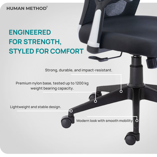 HUMAN METHOD VIBE ELITE ERGONOMIC MID BACK REVOLVING OFFICE CHAIR - BLACK