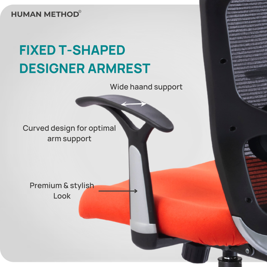 HUMAN METHOD VIBE ELITE ERGONOMIC MID BACK REVOLVING OFFICE CHAIR - ORANGE