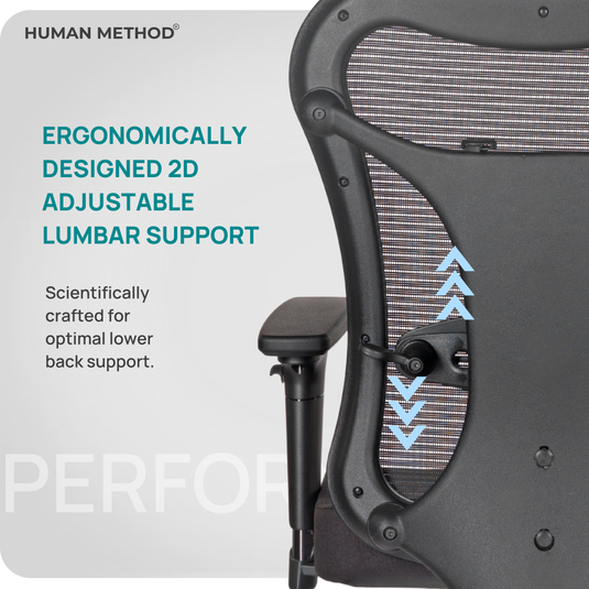 HUMAN METHOD PERFORMANCE PREMIUM ERGONOMIC MID BACK REVOLVING CHAIR - JET BLACK