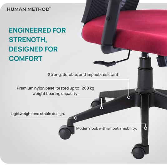 HUMAN METHOD VIBE PLUS ERGONOMIC MID BACK REVOLVING OFFICE CHAIR - MAROON