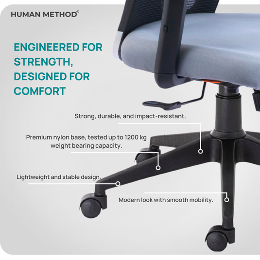 HUMAN METHOD VIBE PLUS ERGONOMIC MID BACK REVOLVING OFFICE CHAIR - GREY