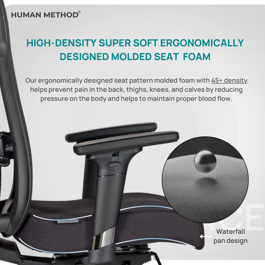 HUMAN METHOD PERFORMANCE PREMIUM ERGONOMIC MID BACK REVOLVING CHAIR - JET BLACK