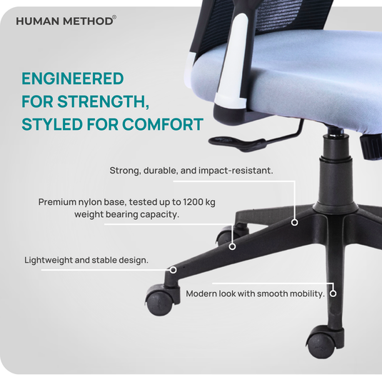 HUMAN METHOD VIBE ELITE ERGONOMIC HIGH BACK REVOLVING OFFICE CHAIR - GREY