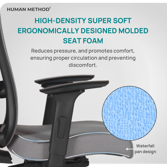 HUMAN METHOD TASK HIGH BACK REVOLVING CHAIR - PEARL GREY