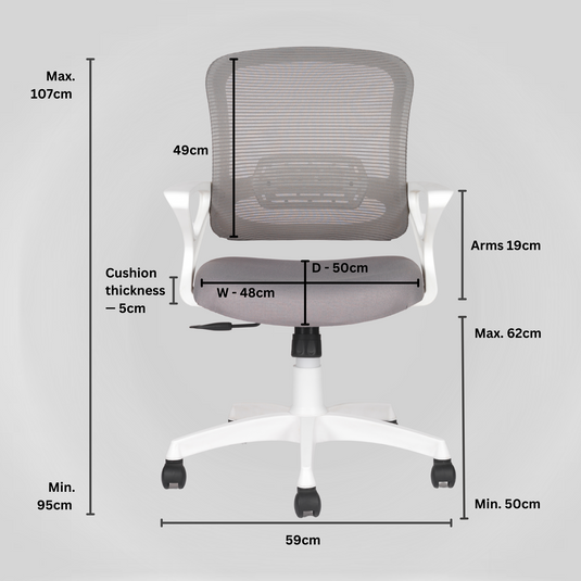 HUMAN METHOD BLOSSOM ERGONOMIC MID BACK REVOLVING OFFICE CHAIR - GREY