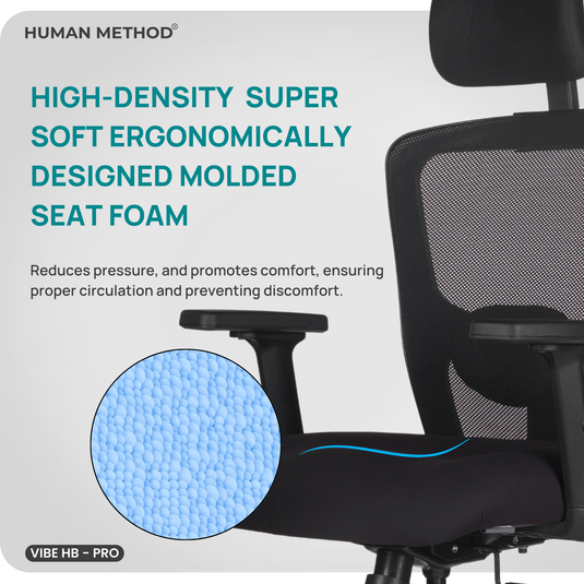 HUMAN METHOD VIBE PRO ERGONOMIC HIGH BACK REVOLVING OFFICE CHAIR - BLACK