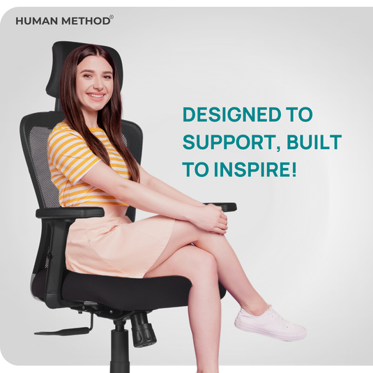 HUMAN METHOD VIBE PRO ERGONOMIC HIGH BACK REVOLVING OFFICE CHAIR - BLACK