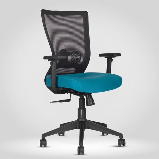 HUMAN METHOD ACTIVE PREMIUM ERGONOMIC MID BACK REVOLVING OFFICE CHAIR - JET BLACK - CRYSTAL TEAL