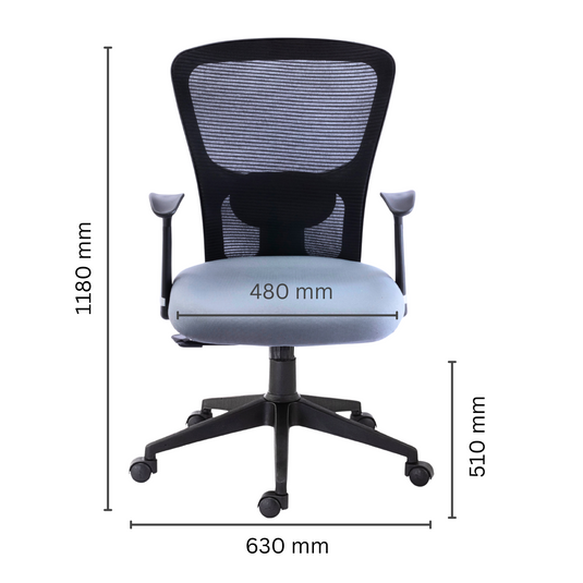 HUMAN METHOD VIBE ELITE ERGONOMIC MID BACK REVOLVING OFFICE CHAIR - GREY
