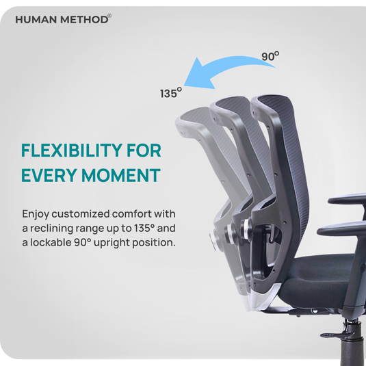 HUMAN METHOD VIBE PLUS ERGONOMIC MID BACK REVOLVING OFFICE CHAIR - BLACK