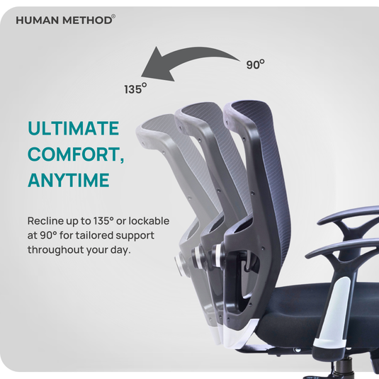 HUMAN METHOD VIBE ELITE ERGONOMIC MID BACK REVOLVING OFFICE CHAIR - BLACK