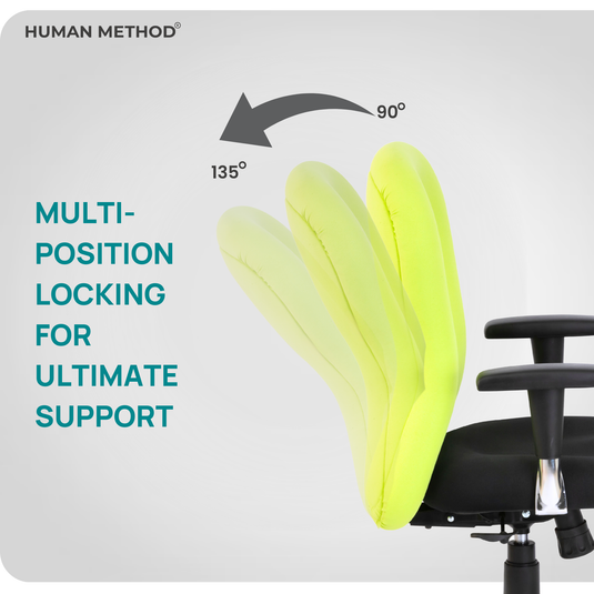 HUMAN METHOD VINTAGE (ELEGANCE) ERGONOMIC MID BACK REVOLVING OFFICE CHAIR - LEMON GREEN - JET BLACK