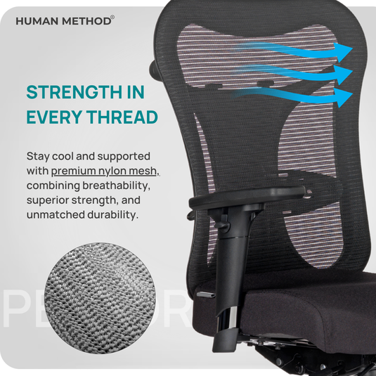 HUMAN METHOD PERFORMANCE PREMIUM ERGONOMIC MID BACK REVOLVING CHAIR - JET BLACK