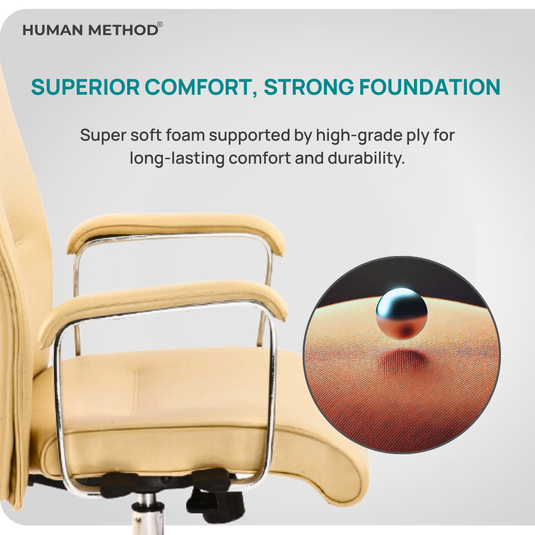 HUMAN METHOD ACCORD PREMIUM MID BACK REVOLVING OFFICE CHAIR - BEIGE