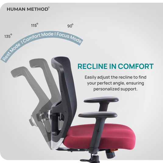 HUMAN METHOD VIBE PRO ERGONOMIC MID BACK REVOLVING OFFICE CHAIR - MAROON
