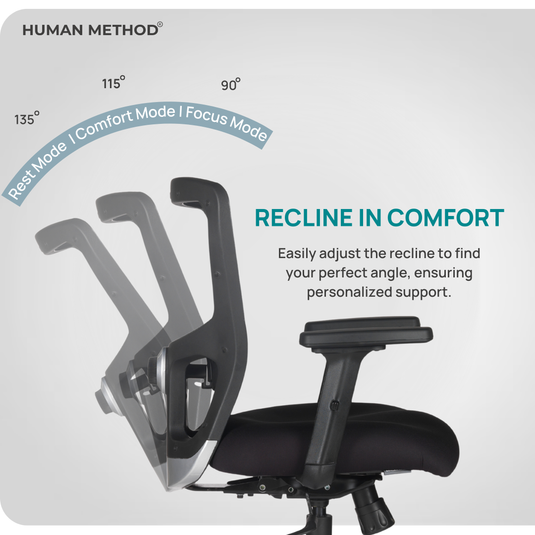 HUMAN METHOD VIBE PRO ERGONOMIC MID BACK REVOLVING OFFICE CHAIR - BLACK