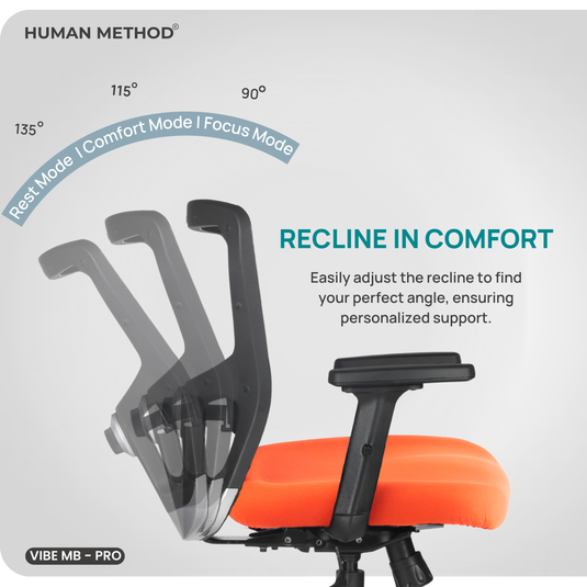 HUMAN METHOD VIBE PRO ERGONOMIC MID BACK REVOLVING OFFICE CHAIR - ORANGE