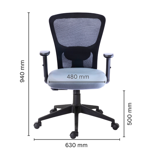 HUMAN METHOD VIBE PLUS ERGONOMIC MID BACK REVOLVING OFFICE CHAIR - GREY
