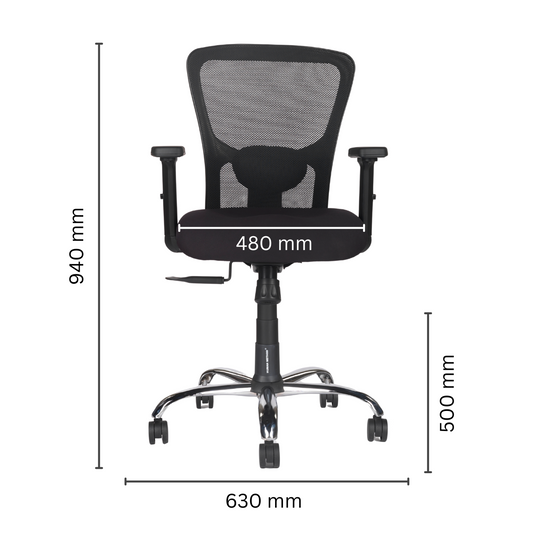 HUMAN METHOD VIBE PRO ERGONOMIC MID BACK REVOLVING OFFICE CHAIR - BLACK
