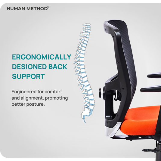 HUMAN METHOD VIBE PLUS ERGONOMIC MID BACK REVOLVING OFFICE CHAIR - ORANGE