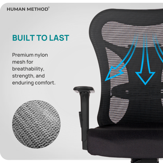 HUMAN METHOD TASK (PREMIUM) MID BACK REVOLVING CHAIR - JET BLACK