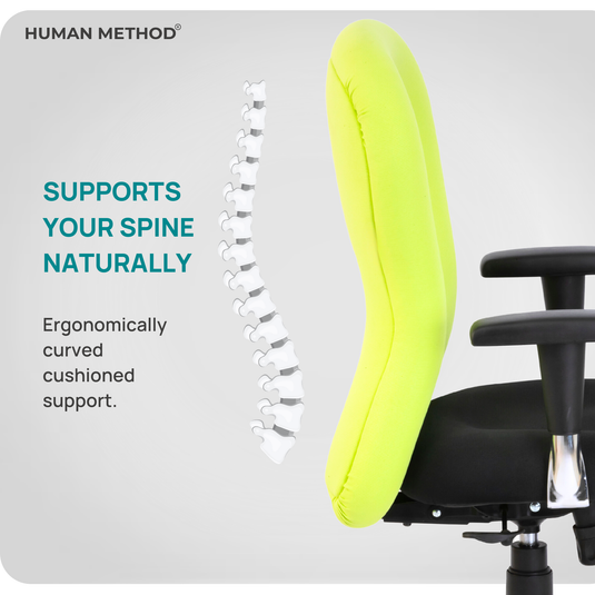 HUMAN METHOD VINTAGE (ELEGANCE) ERGONOMIC MID BACK REVOLVING OFFICE CHAIR - LEMON GREEN - JET BLACK