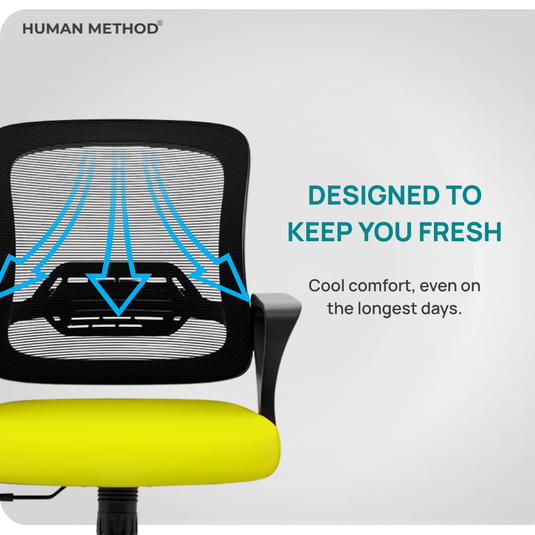 HUMAN METHOD BLOSSOM ERGONOMIC MID BACK REVOLVING OFFICE CHAIR - BLACK - GREEN