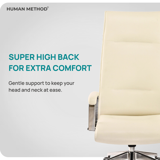HUMAN METHOD ACCORD PREMIUM SUPER HIGH BACK REVOLVING OFFICE CHAIR - WHITE