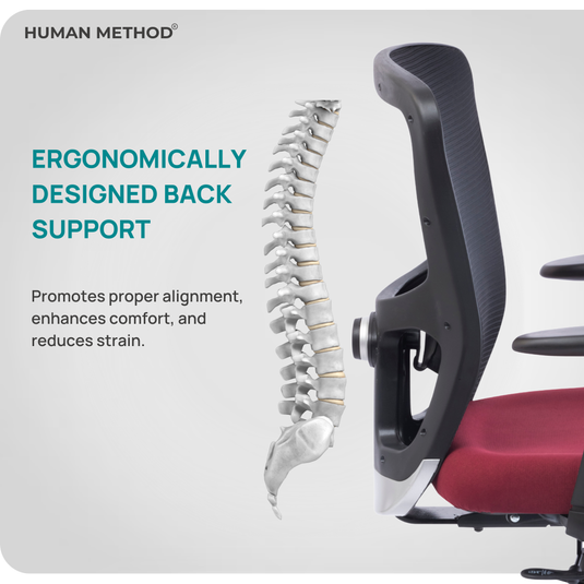HUMAN METHOD VIBE PRO ERGONOMIC MID BACK REVOLVING OFFICE CHAIR - MAROON